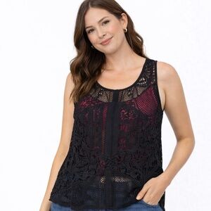 Vintage Massimo Crochet Lace Top Black